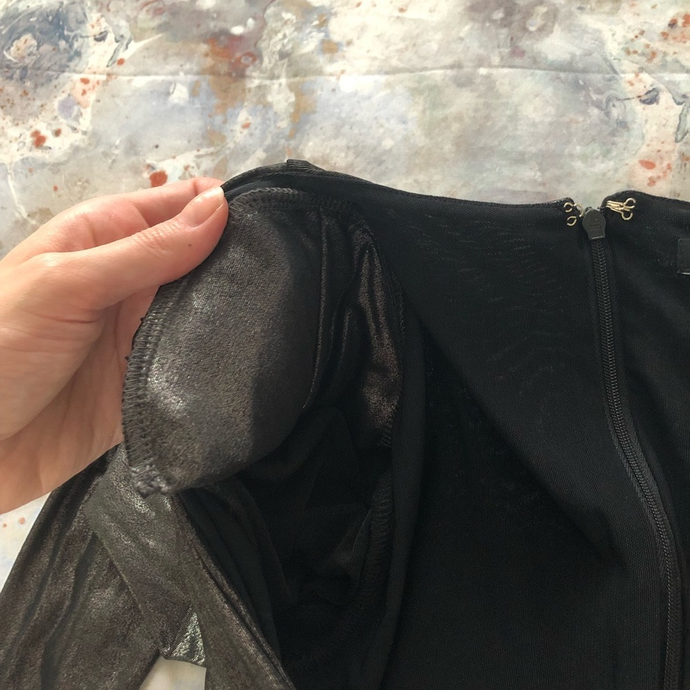 Guess Marciano | Black Metallic Silver Midi Wrap Dress NWOT - Picture 9 of 11